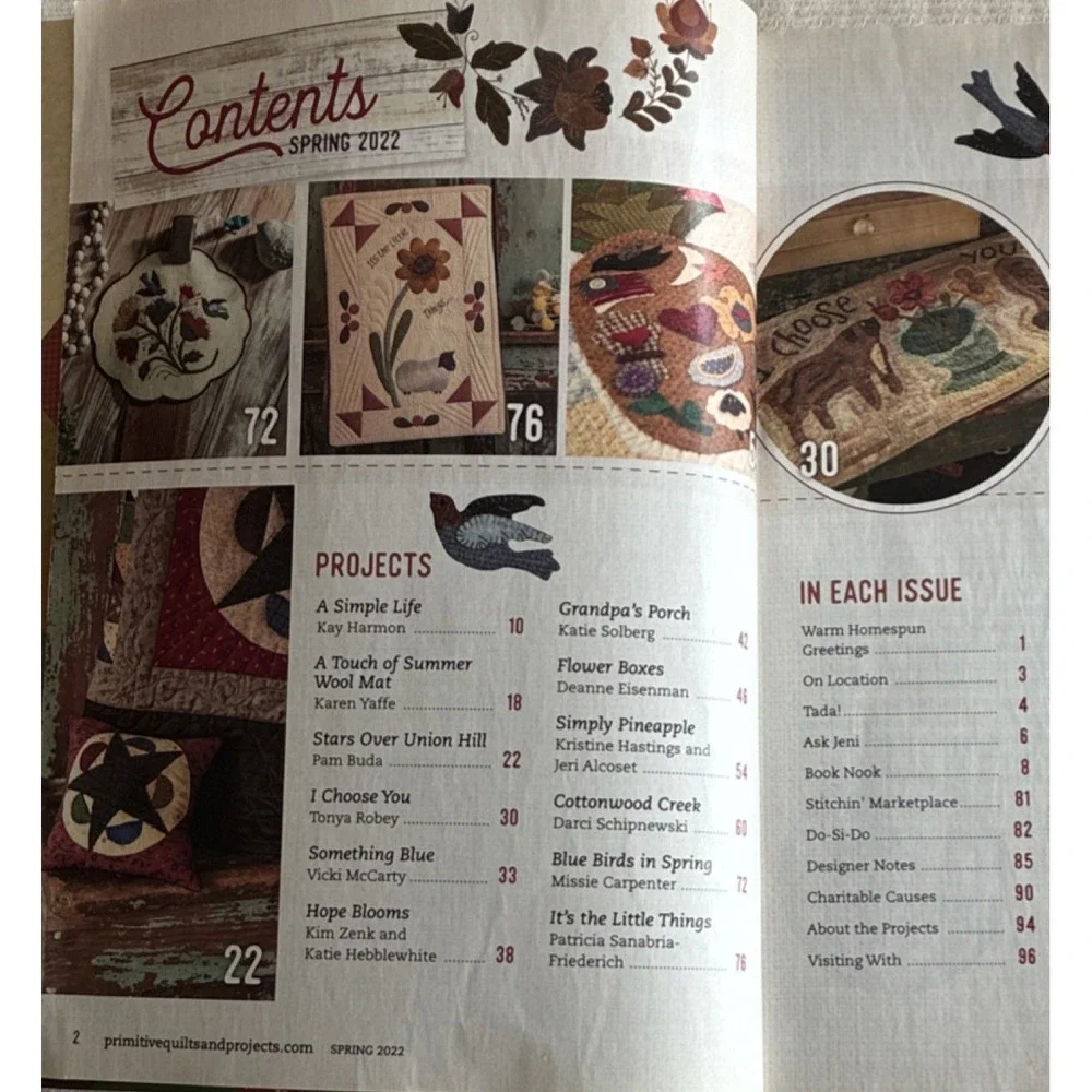 Primitive Quilts and Projects Spring 2022 Magazine Patchwork Applique